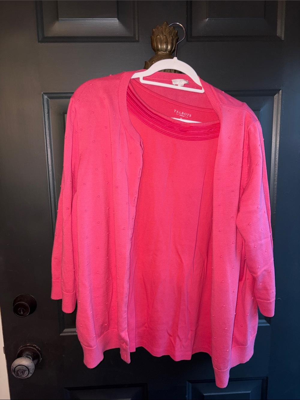 Talbots Bright Pink Knit Cardigan and Shell Set